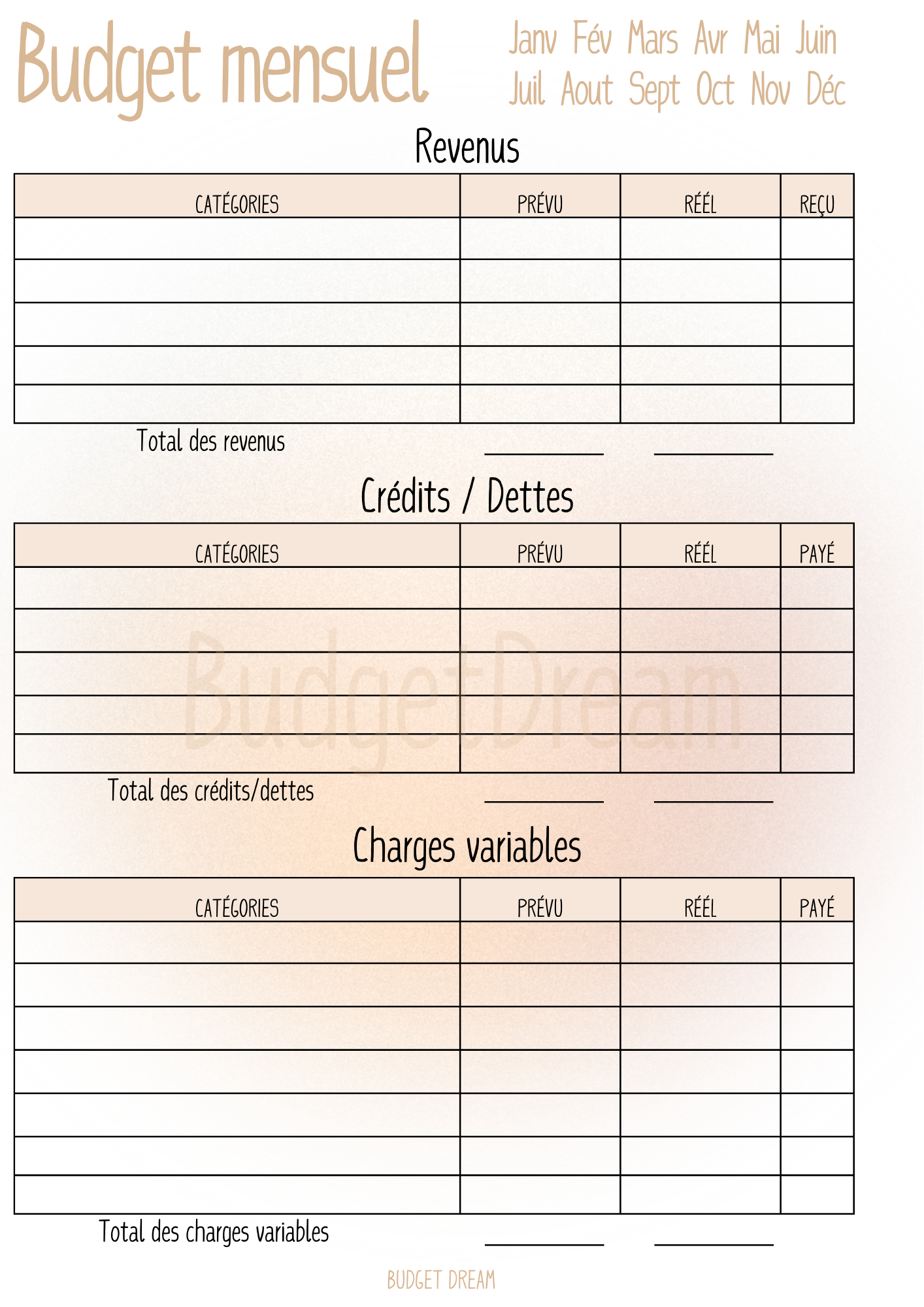 Mon budget journal - Produit numérique - Budget Dream