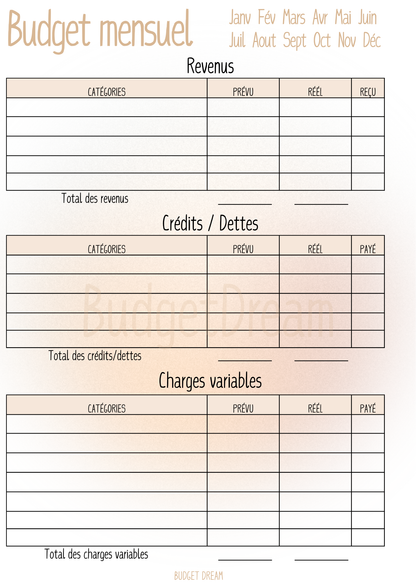 Mon budget journal - Produit numérique - Budget Dream