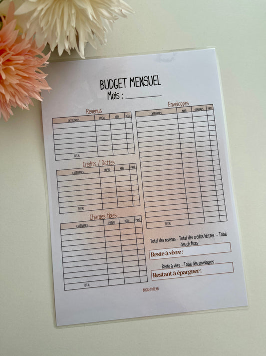 Fiche Budget mensuel - Beige