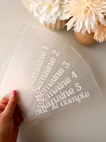 Lot des semaines - Enveloppes à Onglet -Transparent- A6