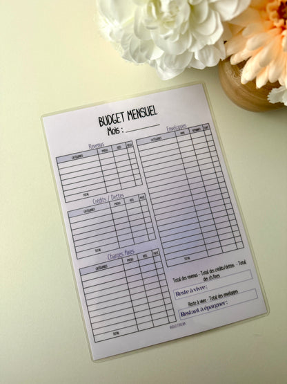 Fiche Budget mensuel A5